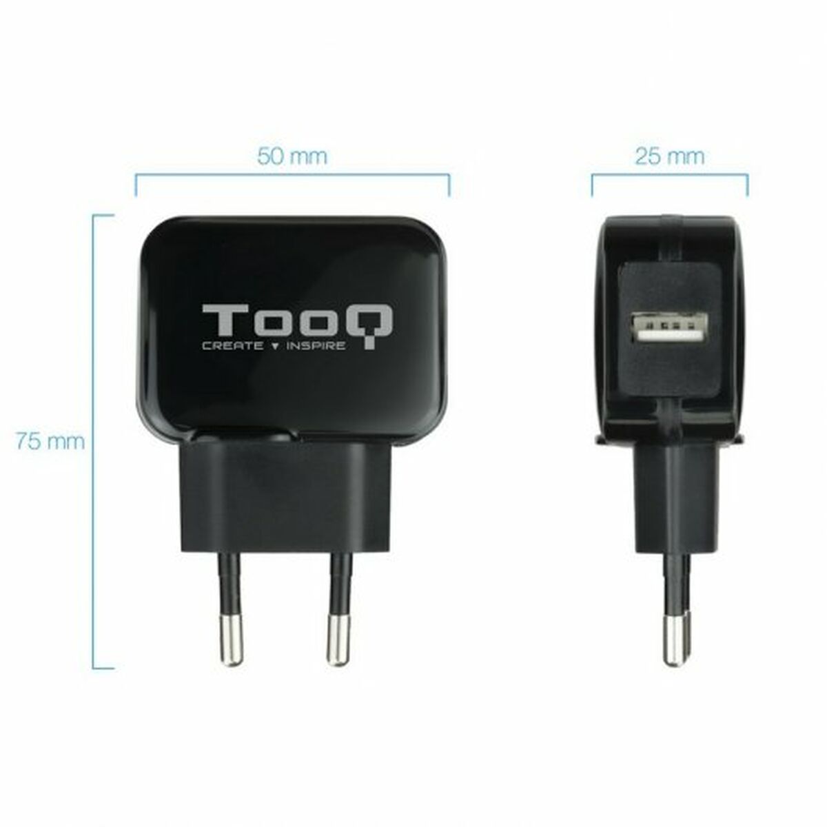 Wall Charger TooQ TQWC-1S01 Black 12 W-3